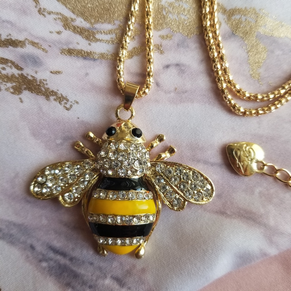 Bumblebee Rhinestone Necklace Bee Necklace